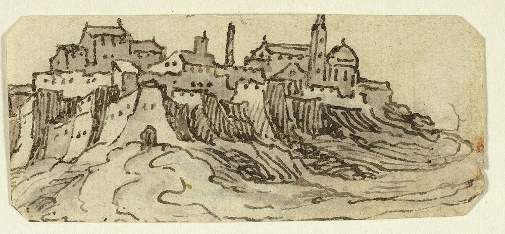 View of Hill Town with Cathedral by Unknown artist