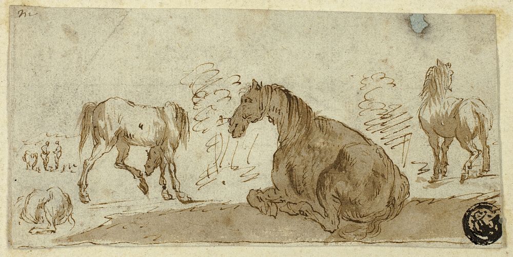 Studies of Horses in a Landscape by Stefano della Bella