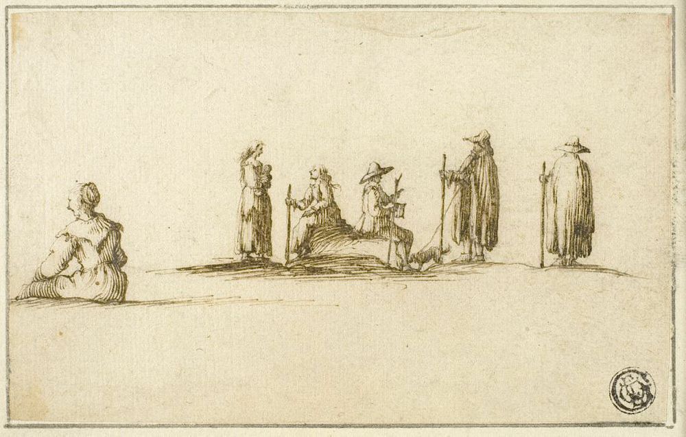 Group of Seated and Standing Men and Women by Stefano della Bella