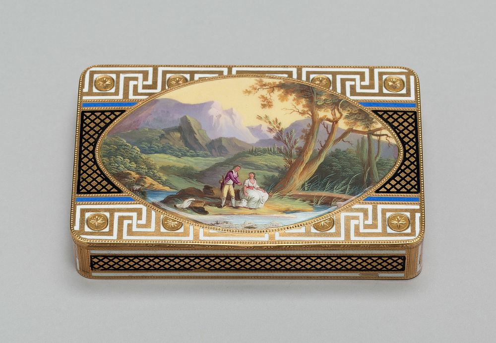 Gold Box with a Scene of Two Figures in a Landscape