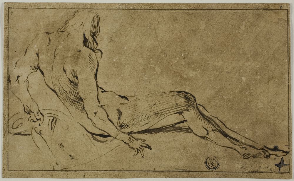 Reclining Male Nude, from Behind by Ferraù Fenzone