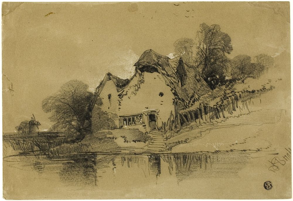 Cottage on Edge of Canal by Henry Bright