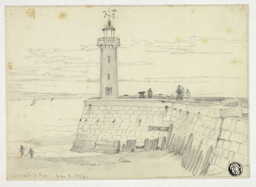 Dieppe, West Pier by Edward William Cooke