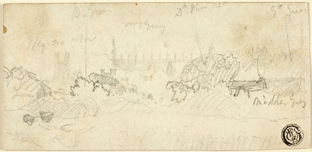 Sketch of Landscape with Cathedral by John Sell Cotman