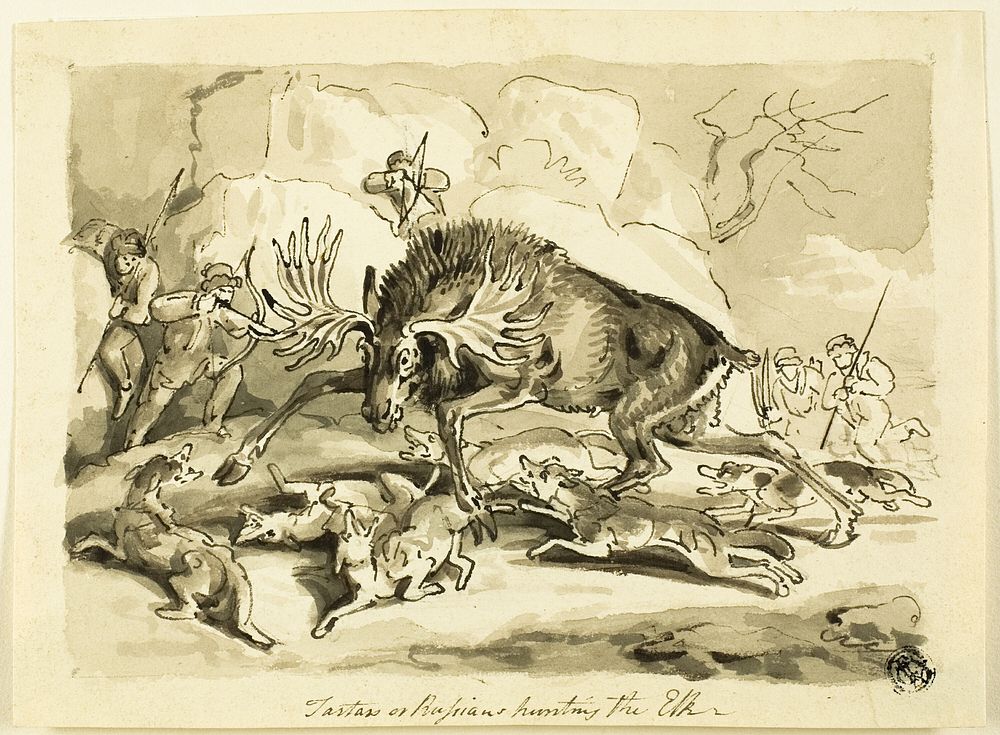 Tartars or Russians Hunting an Elk by Samuel Howett