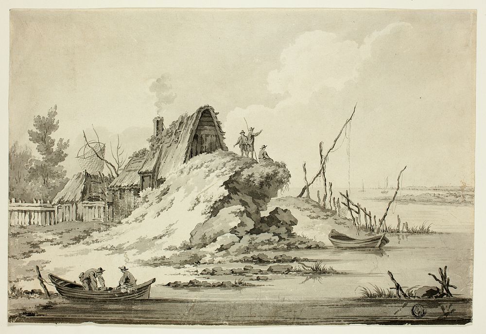 Rustic Seaside Scene by Jean Baptiste Le Prince