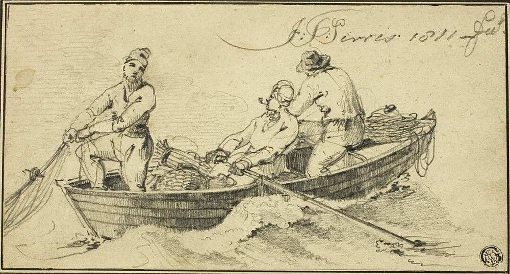 Three Fisherman in a Boat by John Thomas Serres