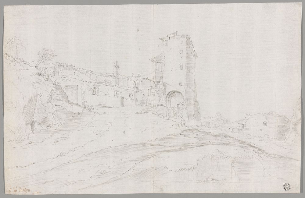 Buildings Amid Ruins in Roman Campagna by Guilliam Dujardin