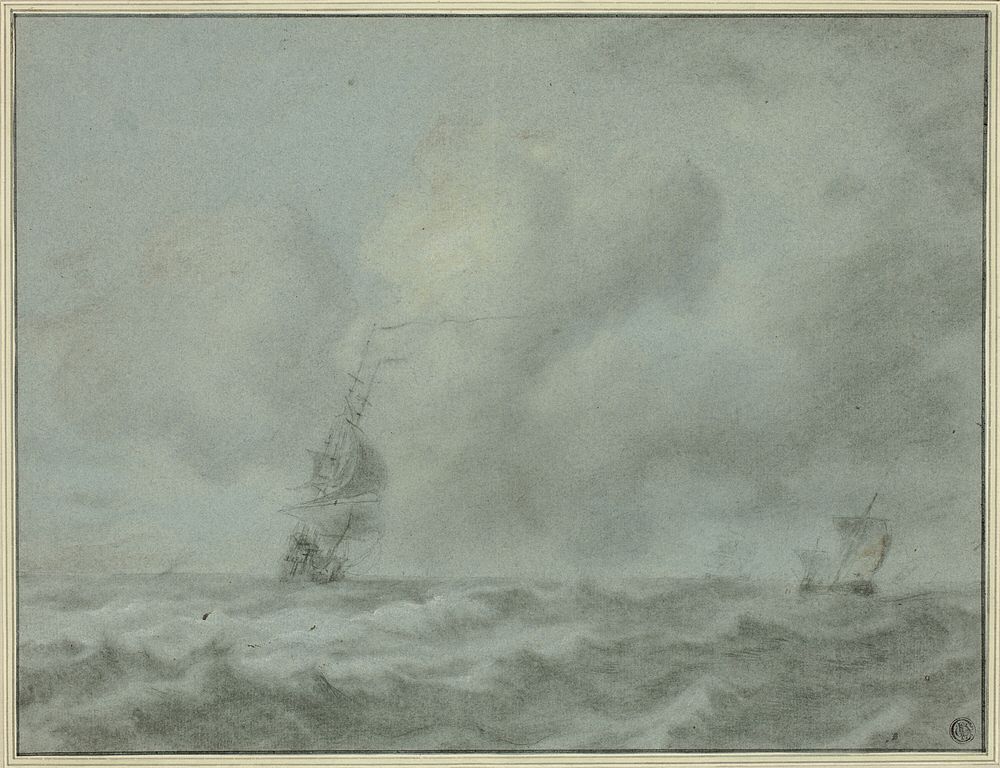 Boats on Ocean by Jan van Goyen