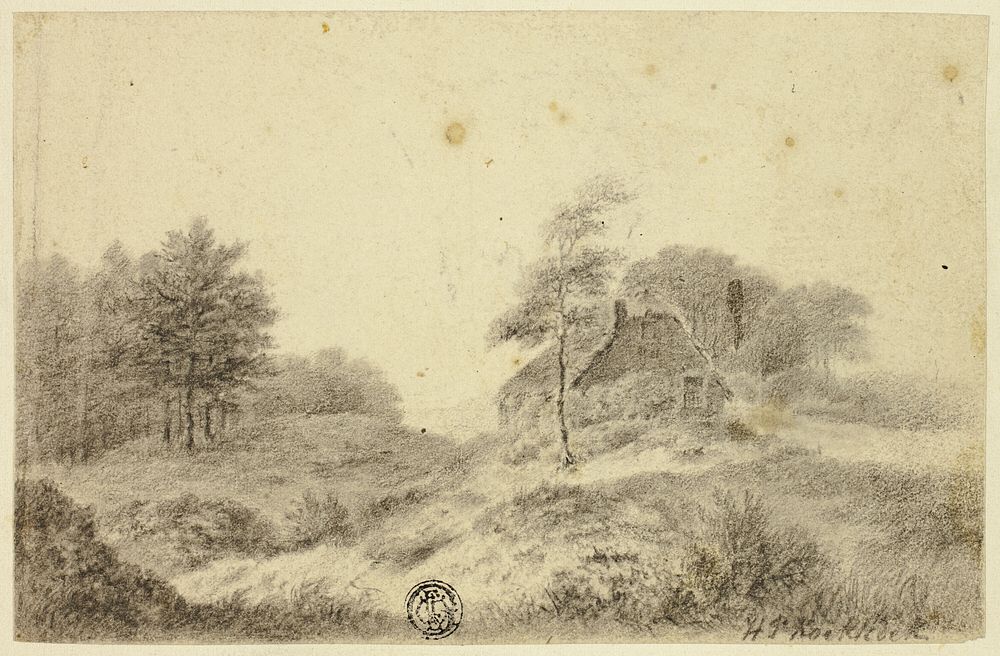 Cottage on Hill by Hendrik Pieter Koekkoek