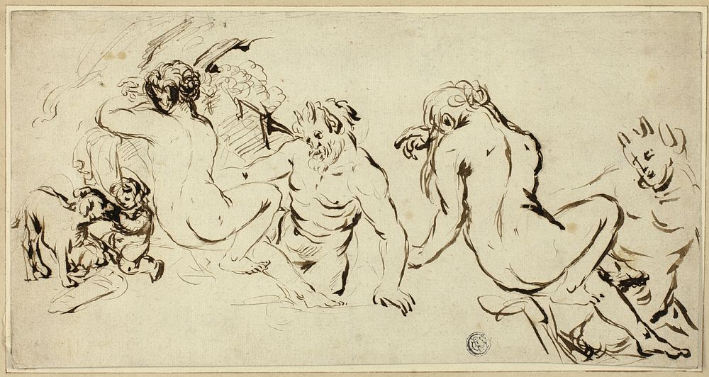Sketches of Nymph, Satyr and Putto by John Vanderbank