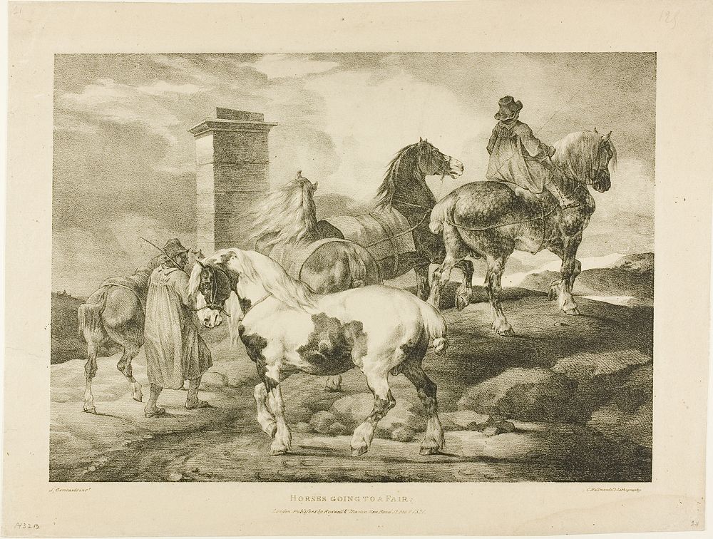 Horses Going to a Fair, plate 3 from Various Subjects Drawn from Life on Stone by Jean Louis André Théodore Géricault