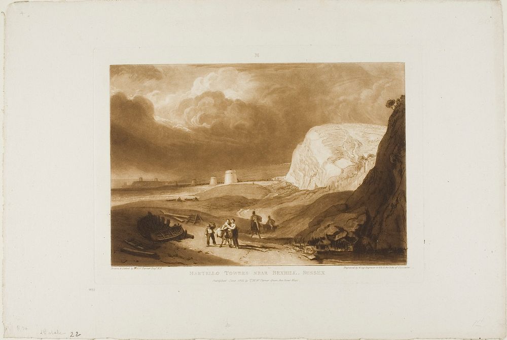 Martello Towers Near Bexhill, Sussex, plate 34 from Liber Studiorum by Joseph Mallord William Turner