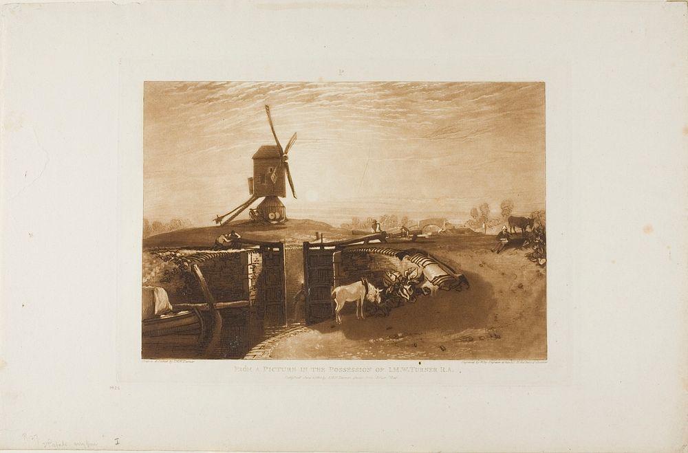 Windmill and Lock, plate 27 from Liber Studiorum by Joseph Mallord William Turner