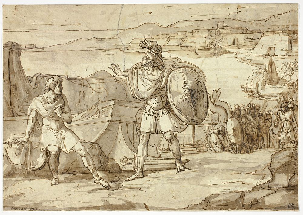 Scene from the Iliad: Confrontation of Two Warriors by Unknown Italian