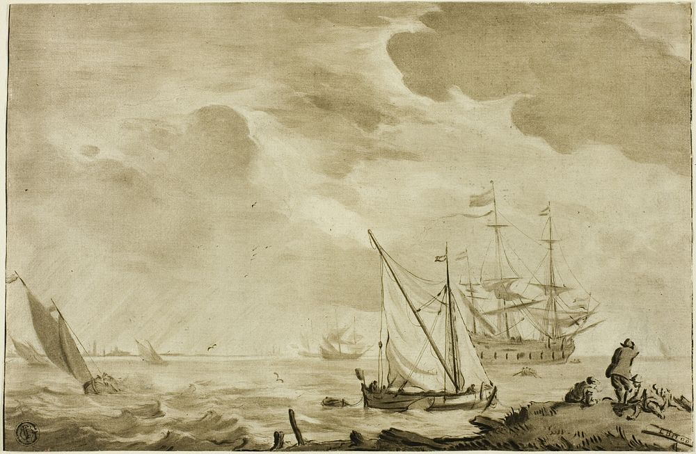 Seascape by Jacob Cornelis Ploos van Amstel