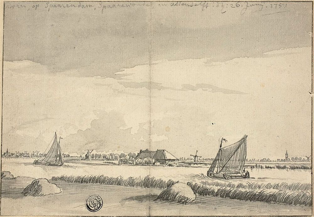 Sailboats on Canal near Spaarendam by Jan de Beyer