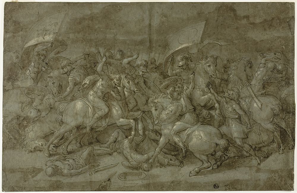 Battle between Romans and Barbarians by Unknown Veronese