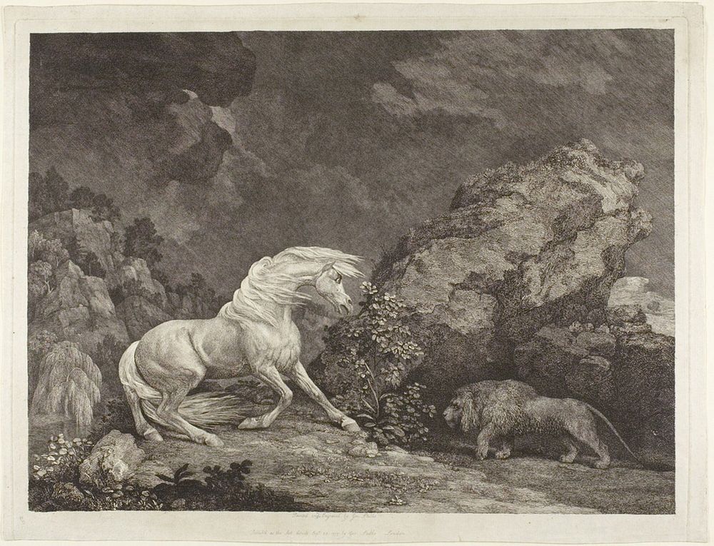 A Horse Frightened by a Lion by George Stubbs