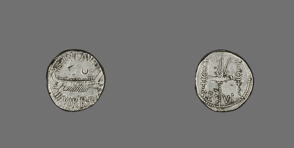 Denarius (Coin) Depicting a Galley by Ancient Roman