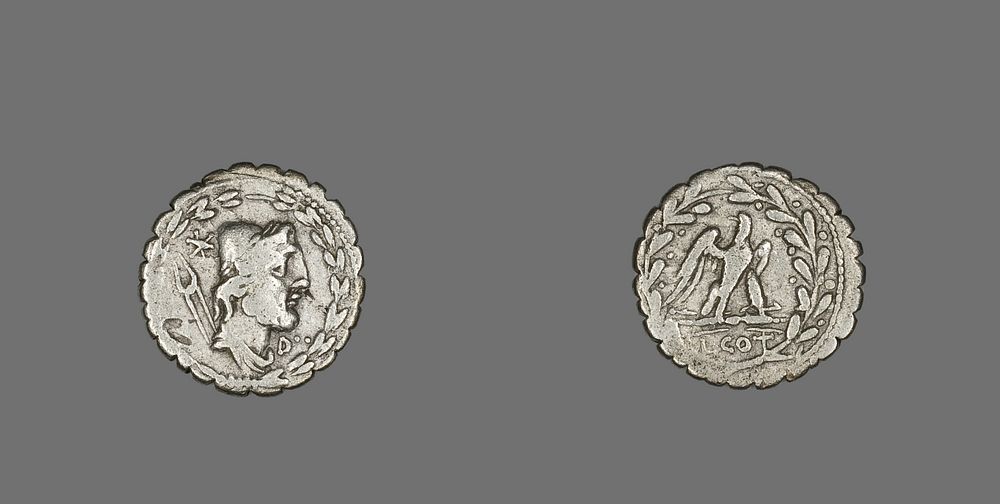 Denarius Serratus (Coin) Depicting the God Vulcan by Ancient Roman