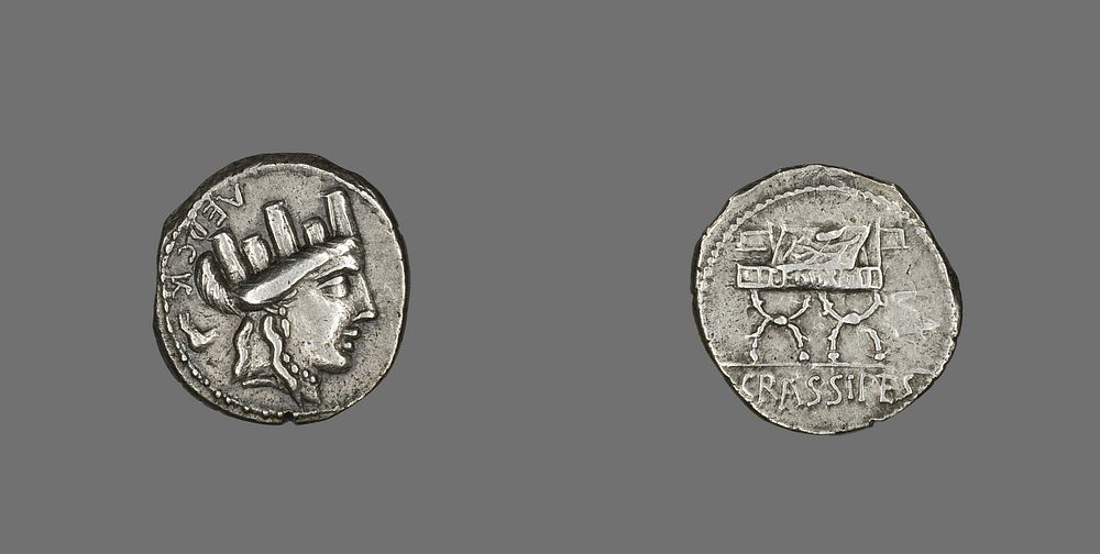 Denarius (Coin) Depicting the Goddess Cybele by Ancient Roman