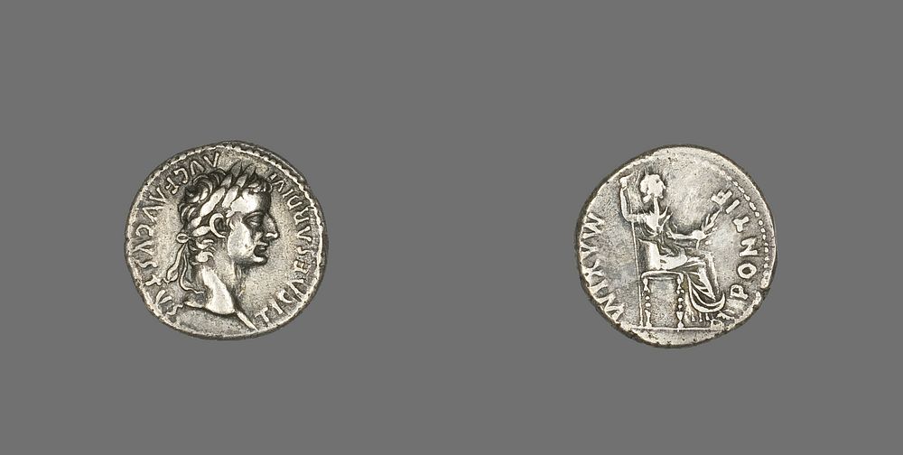Denarius (Coin) Portraying Emperor Tiberius by Ancient Roman