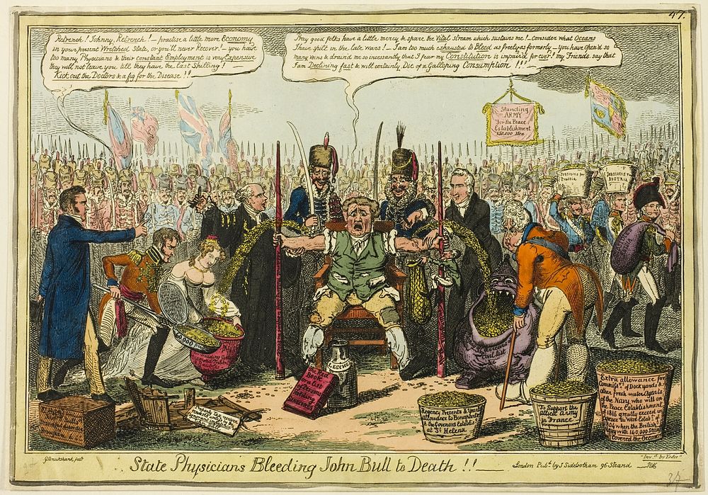 State Physicians Bleeding John Bull to Death!! by George Cruikshank