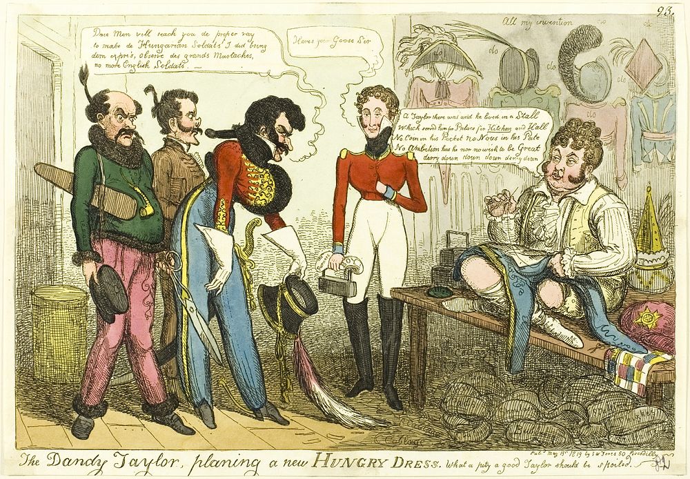 The Dandy Tailor, Planing a New Hungry Dress by Isaac Robert Cruikshank