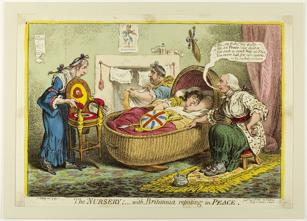 The Nursery, with Britannia Reposing in Peace by James Gillray