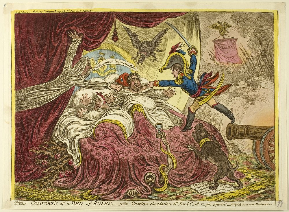 Comforts of a Bed of Roses by James Gillray