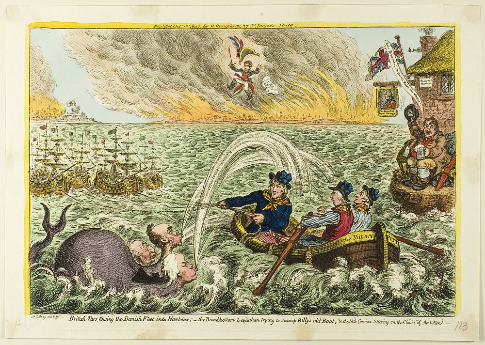 British Tars, Towing the Danish Fleet into Harbour by James Gillray