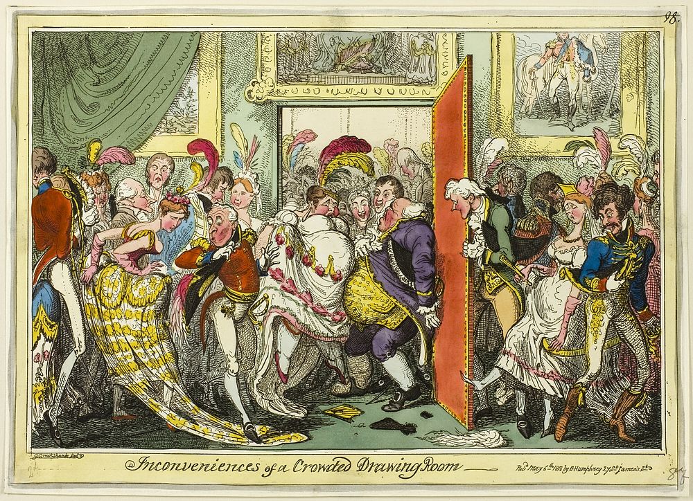 Inconvienences of a Crowded Drawing Room by George Cruikshank