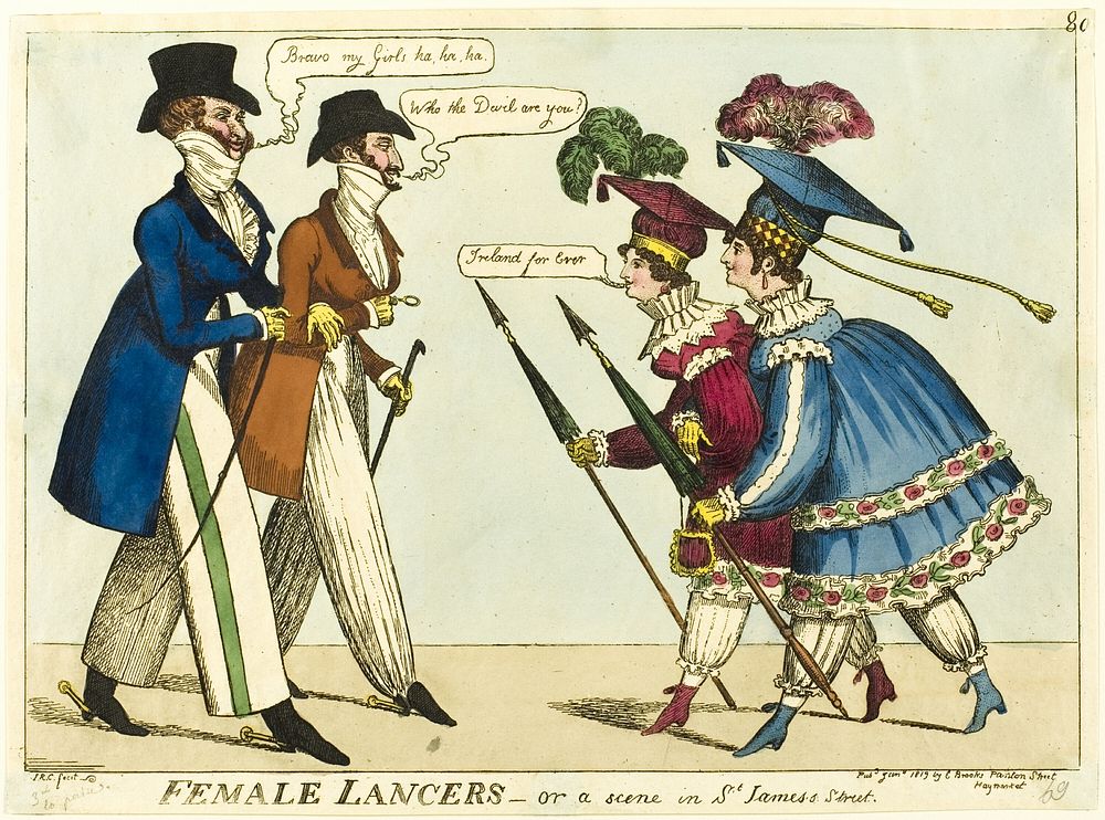 Female Lancers - or A Scene in St. James's Street by Isaac Robert Cruikshank