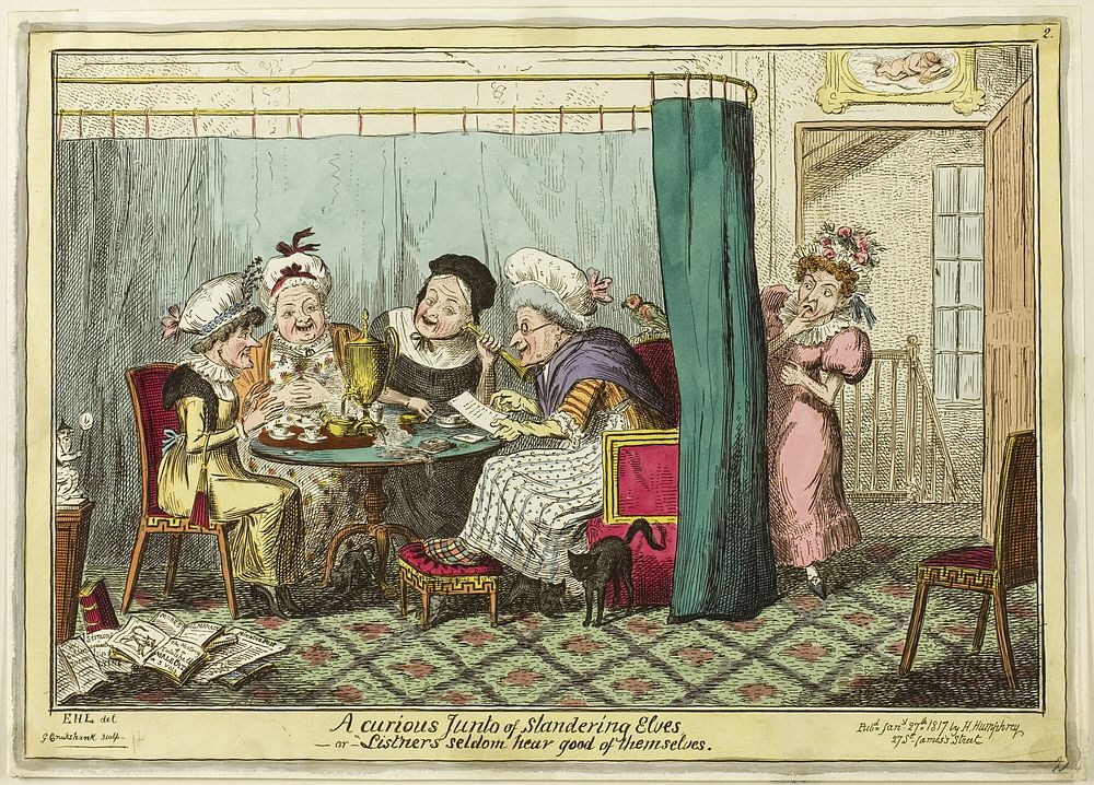 A Curious Junto of Slandering Elves by George Cruikshank