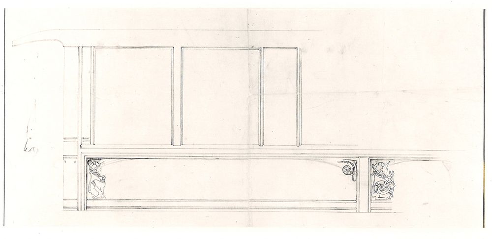 Pullman Car Interior Elevation Sketch by Solon Spencer Beman (Architect)