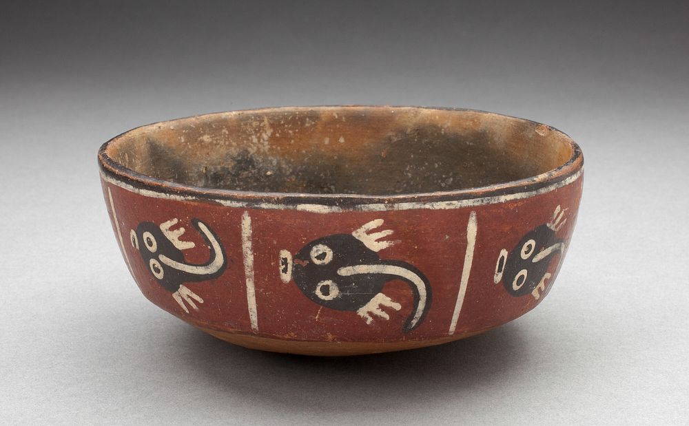 Bowl Depicting Row of Abstract Figures, Possibly Tadpoles by Nazca