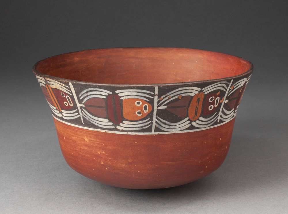 Bowl with Band of Abstract Spiders around Rim by Nazca