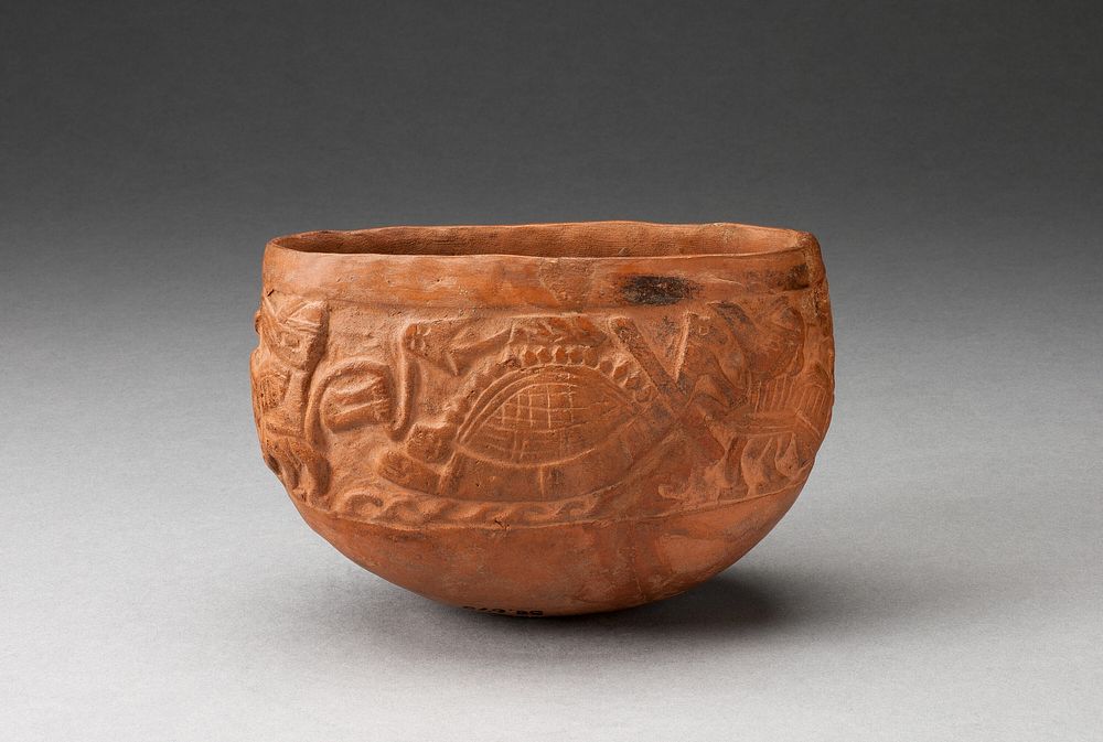 Cup with Raised Marine Scene by Moche