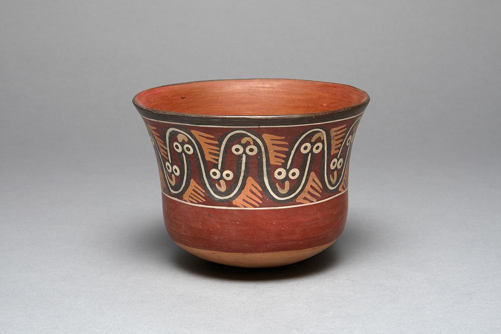 Bowl Depicting Interlocking, Undulating Abstract Serpents by Nazca