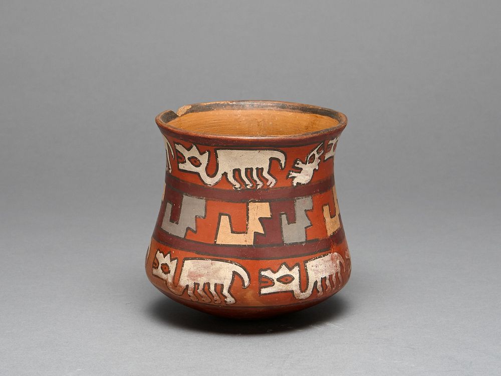 Jar Depicting Rows of Llamas and Abstract Stepped Motifs by Nazca
