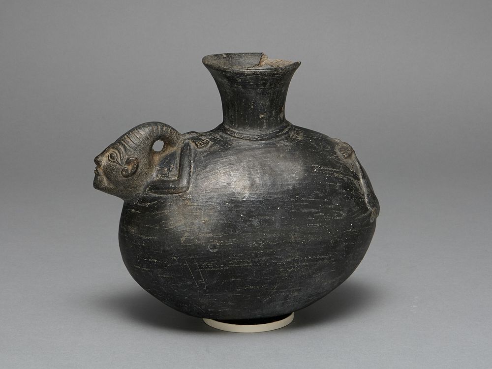Blackware Jar in the Form of a Figure with Bound Arms and Legs by Chimú