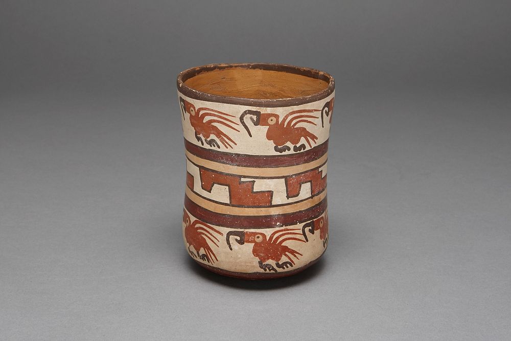 Jar Depicting Rows of Macaws and Abstract Stepped Motif by Nazca