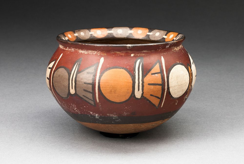 Bowl with a Horizontal Band of Repeated Abstract Motifs by Nazca