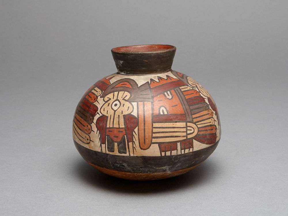 Jar Depicting Abstract Bird with Trophy Head by Nazca