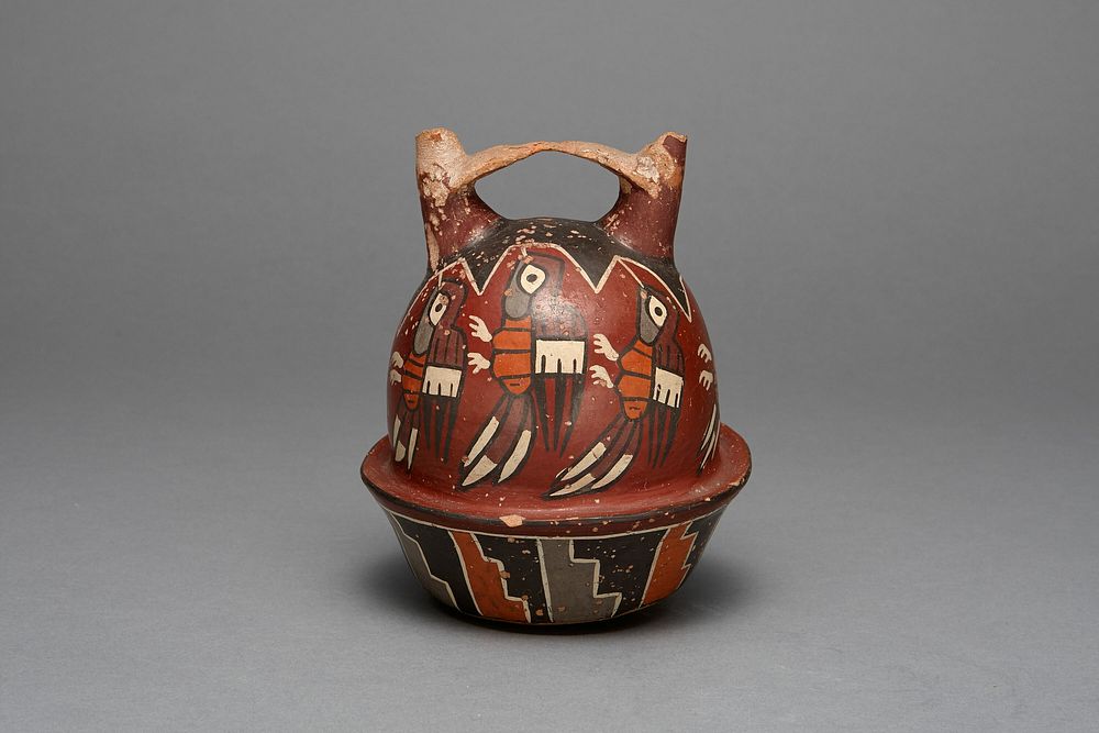 Bridge Vessel Depicting Birds, Possibly Hummingbirds by Nazca