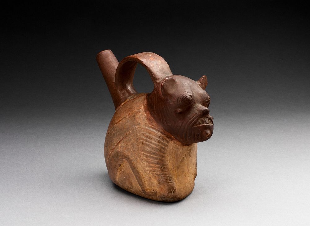 Single Spout Bottle in the form of a Animal with Lined Skin by Lambayeque