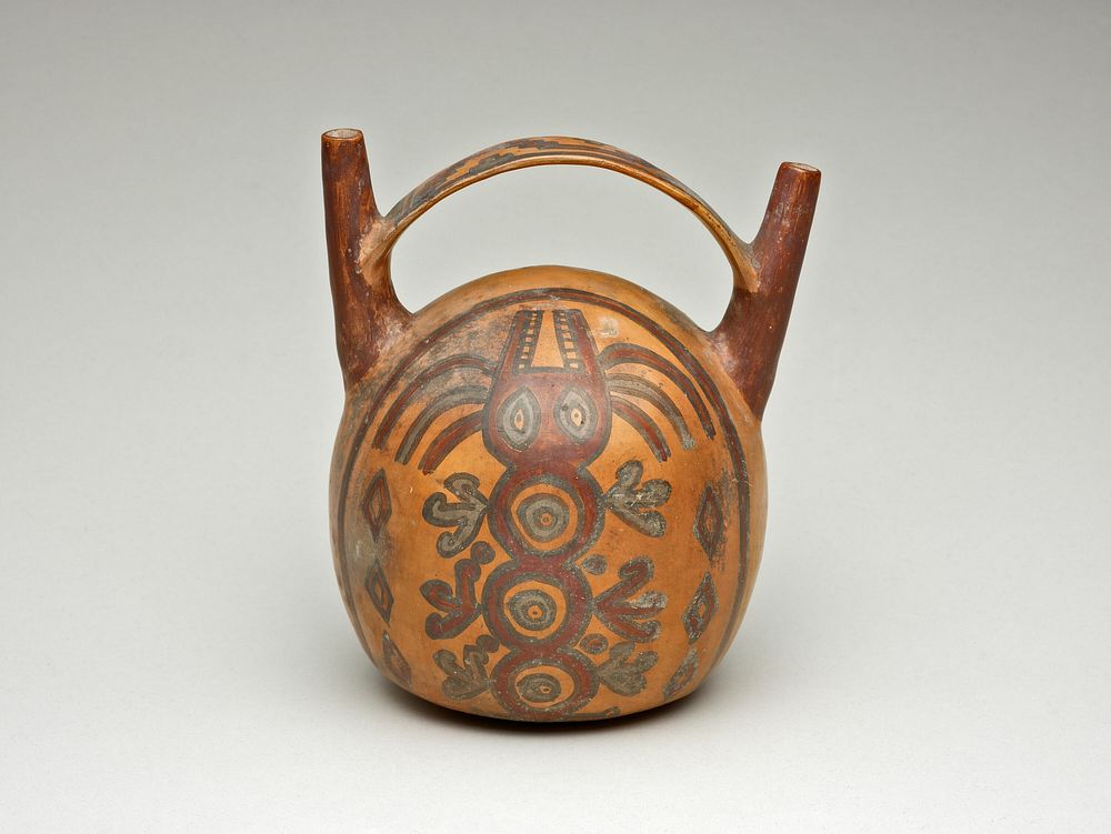 Double Spout Vessel Depicting an Abstract Animal or Being by Nazca