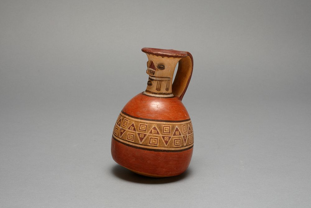 Vessel with Modeled and Painted Face on Neck by Inca