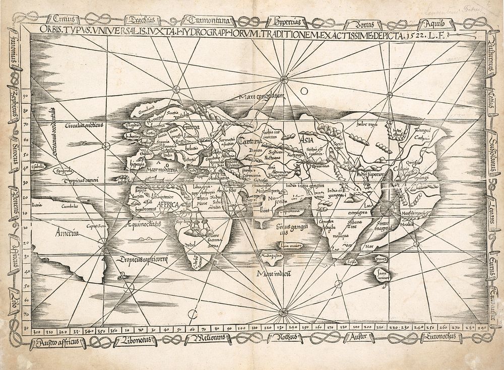 Orbis typus universalis iuxta hydrographorum traditionem exactissime depicta 1522 L.F